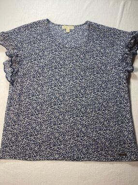 Michael Kors Floral Flutter Sleeveless Short Sleeve Top XL